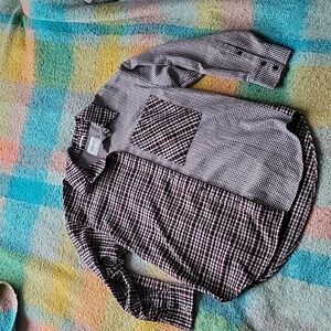 Abercrombie & Fitch Women's Checkered Button Down Shirt - Black and Brown